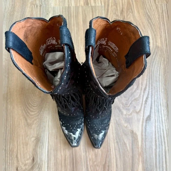 Dan Post Bed Of Roses Leather Boots DP4047-BLACK-FRINGE Size 6.5 LNC - Picture 10 of 11